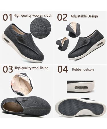 Winter Diabetic Shoes - Extra Wide Orthopedic Slippers for Men & Women - Adjustable Bandage Shoes for Arthritis & Swollen Feet - Grey, Size Men 9/Women 10 - Buy Online on GoSupps.com