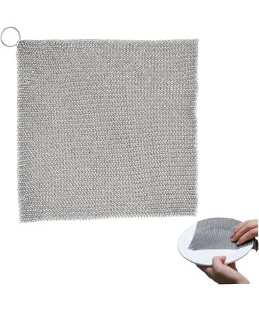 Cast Iron Cleaner Non-Scratch Stainless Steel Scourer 20x20 cm Nonstick Oil Chainmail Scrubber for Kitchen Pans Pot Griddles Skillets Cookware Chainmail Scrubber - Buy Online on GoSupps.com