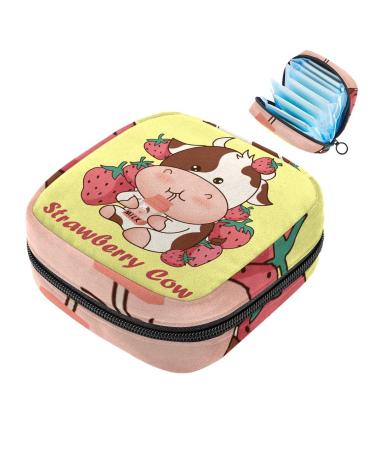 Women's napkin storage bags strawberries and cows drinking milk menstrual cup portable women's bandages storage bags female menstruation first period bag color 9