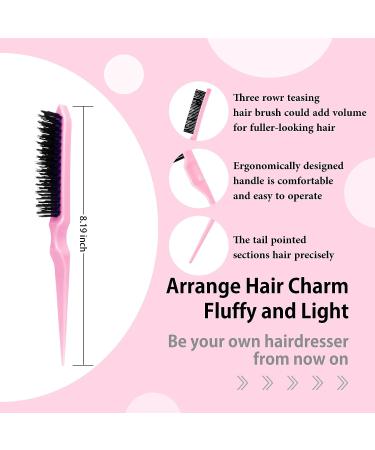Pink Hair Styling Comb Set - 5 Pieces for Edges Control, Teasing, Rat Tail Comb, and Alligator Clips - Women, Girls, Stylists Beauty Accessories - Buy Online on GoSupps.com