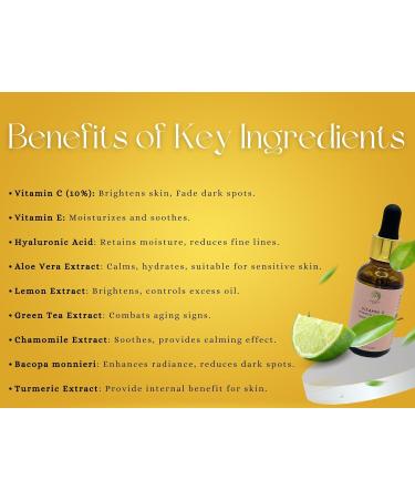 Vitamin C Face Serum - Brightening & Hydrating Anti-Aging Formula with Hyaluronic Acid Turmeric & Green Tea for Glowing Skin Dark Spot & Fine Line Reduction - 1 Fl Oz - Buy Online on GoSupps.com