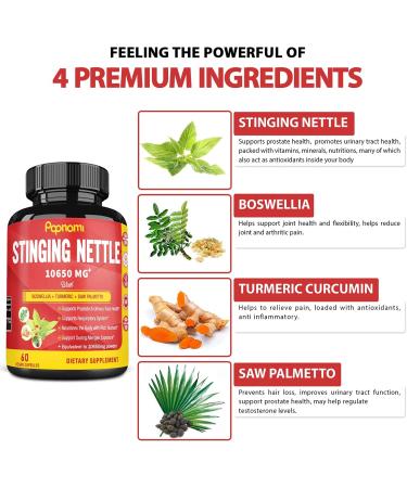 Stinging Nettle Root Extract 10650MG Capsules | Prostate Health & Urinary Tract Support | High Potency Formula for Men | Blood Pressure & Wellness | 2 Months Supply - Buy Online on GoSupps.com