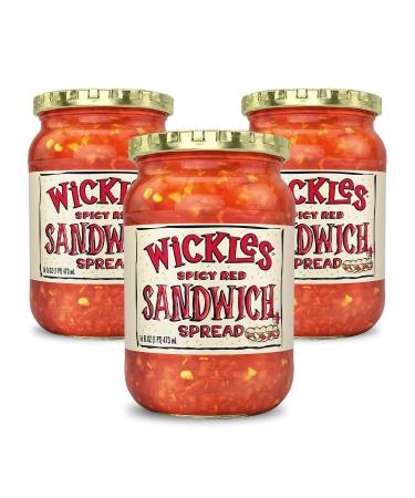 Wickles Pickles Spicy Red Sandwich Spread (3 Pack - 16oz Each) - Red Pepper & Jalapeno Pickle Relish - Slightly Sweet, Definitely Spicy, Wickedly Delicious 16 Fl Oz (Pack of 3)