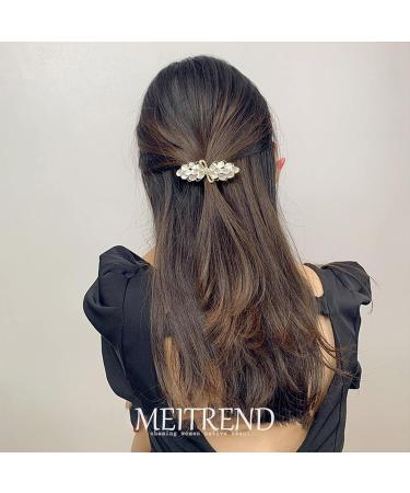 Rhinestone Cat-eye Barrette Beige Hair Clip | Elegant Shiny Hair Slide Decoration - Buy Online on GoSupps.com