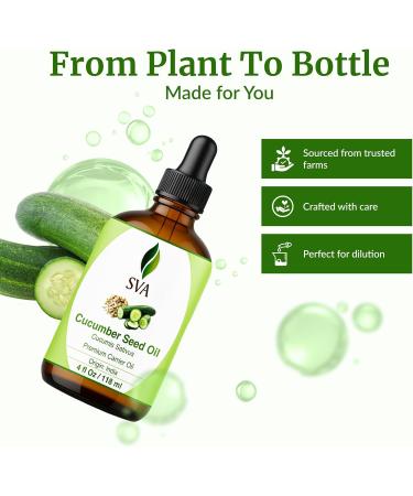 SVA ORGANICS Huile de support de graines de concombre avec ar me agr able de concombre Parfum naturel naturel pour peau nourrie croissance des cheveux aromath rapie et spa 118 ml (4 fl. oz.) - Buy Online on GoSupps.com