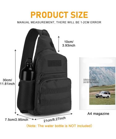 Huntvp Tactical Breast Pocket Military Shoulder Bag | Molle Army Crossbody Sling Pack for Travel Hiking & Camping - Type 5 Black - Buy Online on GoSupps.com