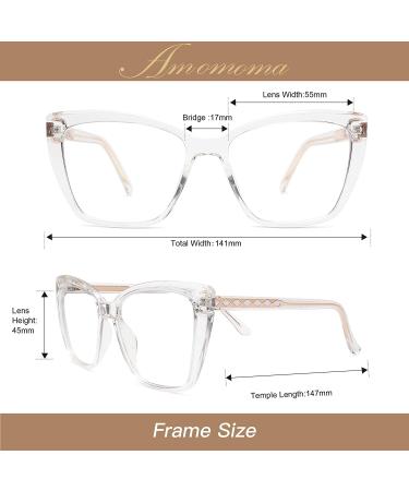 AMOMOMA TR90 Oversized Blue Light Reading Glasses Women | Stylish Square Cat Eye AM6031 0c2.clear 2.5x - Buy Online on GoSupps.com