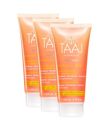 TAAJ | Abhyanga Jasmine Shower Jelly | Anti-Oxidant Virtues | Gently Cleanses the Skin | The skin is Delicately Perfumed | Made in France | Vegan | CrueltyFree | 3x200ML