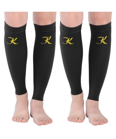 KEKING Calf Compression Sleeves for Men & Women  1 Pair  True 20-30mmHg Leg Compression Socks Support for Running  Shin Splint  Calf Pain Relief  Swelling  Varicose Veins  Nursing  Travel 14.5in - 16in ( L/XL ) 2 Pairs B...
