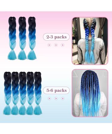Tess Braids Extensions Blue 60 cm - 5 Pack Jumbo Kanecalon Hair Extensions for Box Braids | 100g Bundle - Buy Online on GoSupps.com