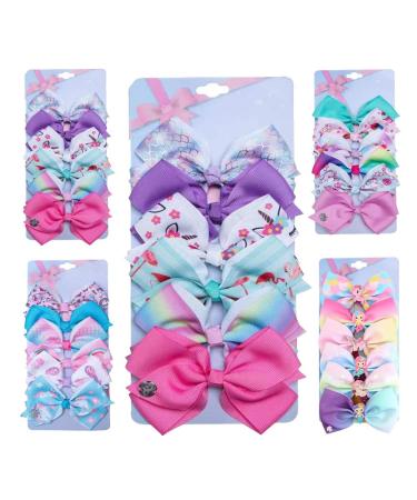 6 pieces/set 5inch sweet mermaid unicorn rainbow fish shed colorful hair loops clip band accessories for toddlers girls (mermaid b9) rainbow b9