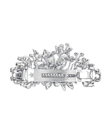 Ever Faith Austrian Crystal Hibiscus Pearl Hair Clip Barrette Blue Silver-Tone - Buy Online on GoSupps.com