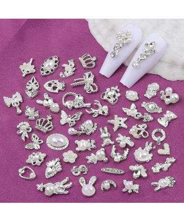 50pcs 3D Silver Nail Charms - Luxury Butterfly Nail Art Alloy Jewels for Stunning Manicures - Buy Online on GoSupps.com