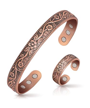 Lymphatic Drainage Ring & Copper Bracelet for Women, Magnetic Lymph Detox Ring and Magnetic Copper Bracelet, 100% Solid Pure Copper Jewelry Gift Copper-ring & Bracelet