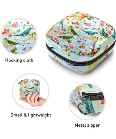 GIAPB Period Bag - Sanitary Napkin Storage and Travel Makeup Pouch - Bird Flower Butterfly Design - Color4337 - Buy Online on GoSupps.com
