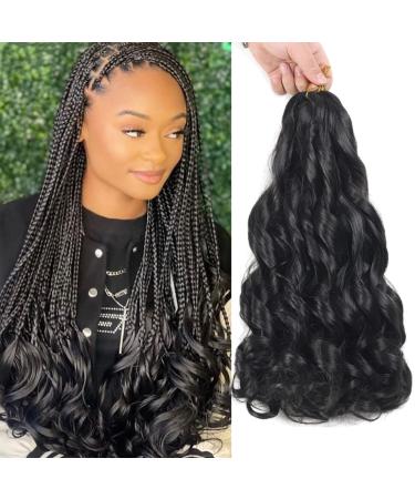 French Curly Braiding Hair 18 Inch Pre Stretched Bouncy Braiding Hair Loose Wave Braiding Hair French Curly Hair Curly Braiding Hair 8 Packs French Curl Braids Crochet Hair for Black women(18 Inch (Pack of 8) 1B) 18 Inc...