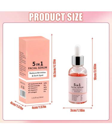 5 in 1 Facial Serum 30ml - Hyaluronic Acid Niacinamide Vitamin C & E Anti-Aging & Brightening Serum for All Skin Types - International Shipping - Buy Online on GoSupps.com