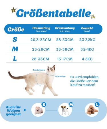 Soft Cat Vest with Leash & Supet Cat Dishes for Kittens & Small Dogs - Blue Size S (26-32 cm) - Ideal for Chihuahua & Pets - Buy Online on GoSupps.com
