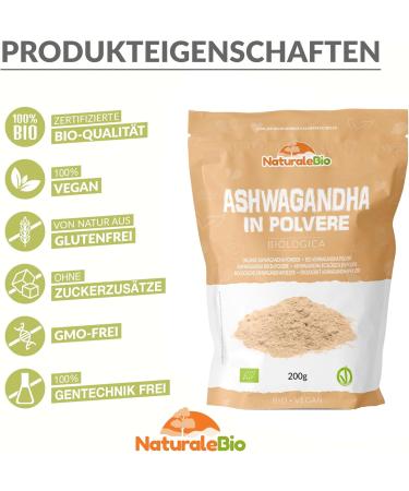 Buy Natural Bio Bio-Oshwagandha Powder 200g | Vegan Indian Ginseng | Organic Ashwagandha for Tea & Smoothies | Bio-Certified Dietary Supplement - Buy Online on GoSupps.com
