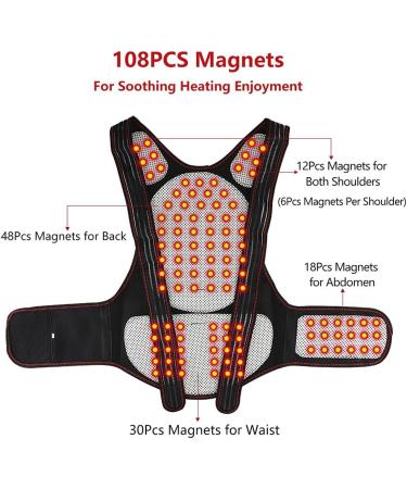 Tourmaline Self-Heating Full Back Support Belt 108Pcs Magnets Waist Brace Back Posture Vest Spine Shoulder Posture Correction Belt (Size : Large) (X) (Medium) - Buy Online on GoSupps.com