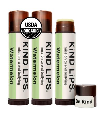 Kind Lips Watermelon Organic Lip Balm Natural Moisturizing Lip Care 3 Pack Watermelon 1 Count (Pack of 3)