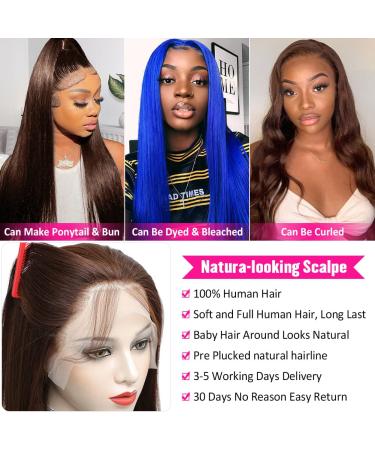 Hermosa 13x4 Brown Lace Front Wig - 22 Human Hair, Pre-Plucked, 180 Density, Baby Hair, #4 Color - Buy Online on GoSupps.com