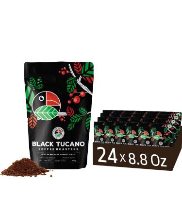 Black Tucano Brazilian Specialty Medium Roast Premium Blend Coffee - Premium 86+ Points Ground - 250g 24 Pack