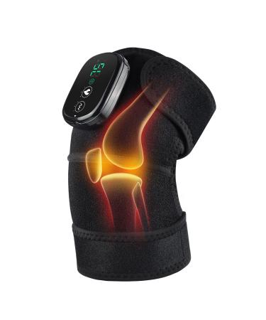Knee Massager with Heat and Vibration  Knee Heating Pad for Arthritis with Massage 1 pcs black