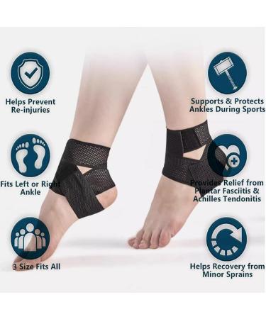 NELLHOMY Sport Ankle Brace for Men/Women(2 Pack) Adjustable Ankle Support Ankle Support for Plantar Fasciitis Relief Ankle Brace/Wrap for Sprained Ankle Achilles Tendon Recovery Sports(Black XL) X-Large Black - Buy Online on GoSupps.com