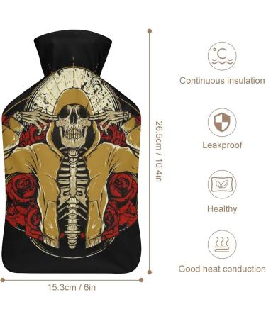 Skeleton Flower Hot Water Bottle with Plush Cover | Hand Warmer for Adults & Children - 26.5x15.3cm | Buy Internationally - Buy Online on GoSupps.com