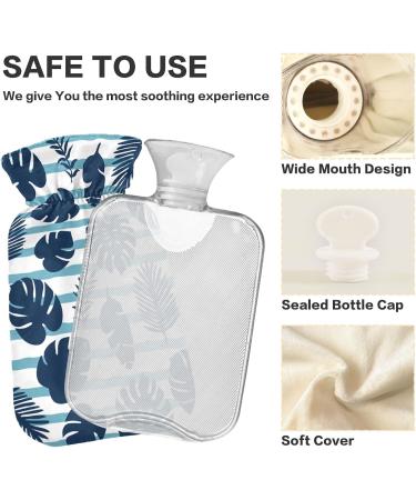Naanle Palm Leaves Heat Bottle with Cover | 1L Hot Water Bottle for Bed & Pain Relief | Ideal for Hand & Foot Heat Therapy - Transparent Design - Buy Online on GoSupps.com