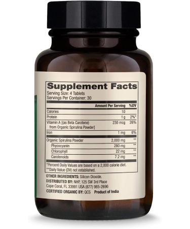 Dr. Mercola Organic Spirulina 2000mg - 30 Servings (120 Tablets) | USDA Organic, Gluten Free | Immune & Inflammatory Support - Buy Online on GoSupps.com