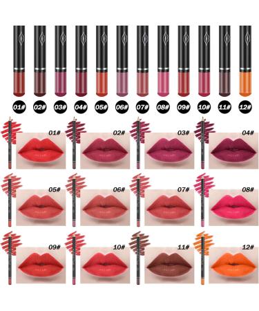 12 Pcs Lip Liner Pencil Set High Pigmented Waterproof Matte Lip Liner Set Professional Long Lasting Smudge-proof Lipstick Pen Rich Pigmented Color Lip Pencil Lipliner Set - Buy Online on GoSupps.com