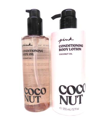 2 VS fragrance lotion 8 fl oz & perfume mist 8.4 fl oz bundle set (Coconut Lotion & Body Oil)