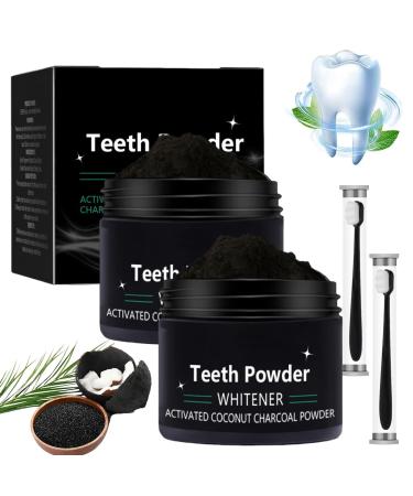 Cleopatr Natural Teeth Whitening Powder, Natural Teeth Whitening Powder, Activated Coconut Charcoal Powder, Teeth Whitening (2 Bottles)