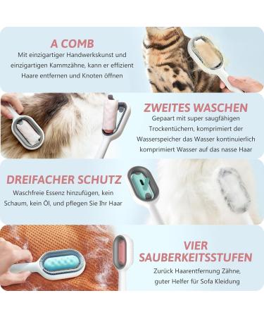 HEKASVM Cat & Dog Brush with Water Tank - Multifunctional Animal Hair Remover for Long Hair - Ideal for Massage & Care - Pink - Buy Online on GoSupps.com
