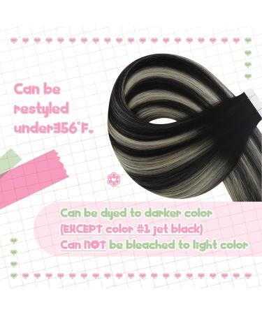 Youngsee Ombre Tape-In Hair Extensions - Real Hair 40cm Balayage Black & Silver 50g 20pcs Seamless - Perfect for Glamorous Looks - Buy Online on GoSupps.com