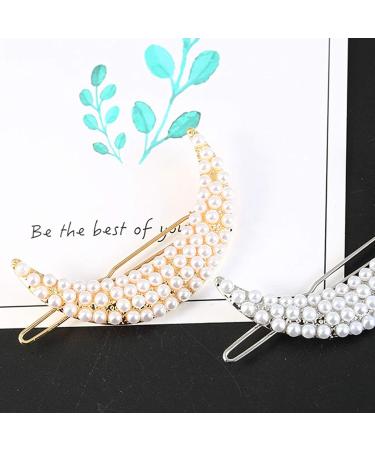 Elegant Hair Clips Pearl Moon-Shaped Barrettes Bobby Pin Hairpin for Ladies Women Girls Hair Clips Female Elegant Wedding Hair Accessories - Buy Online on GoSupps.com