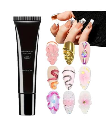 3D Sculpting Gel - 3D Nail Painting Gel 15ml Strengthening Glue for Manicures Women Girls Beginners Salon Home Evening Wedding