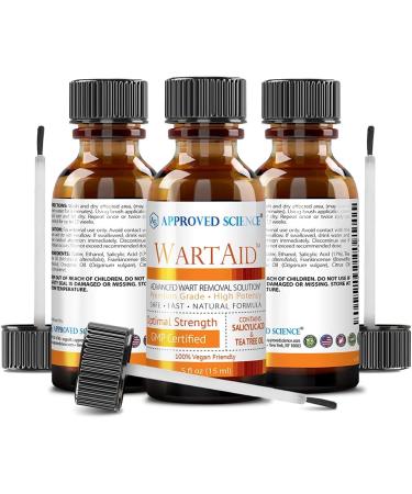 Approved Science WartAid - Fast Acting Wart Removal with Salicylic Acid and Tea Tree Oil - All Natural .5 Fl Oz Solution - 3 Month Supply - Buy Online on GoSupps.com