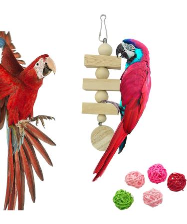 Allazon 4-Piece Bird Toy Set | Natural Wood Seat Rods & Grape Stick Swing for Parrots | Style 3 - Best for Birds - Buy Online on GoSupps.com