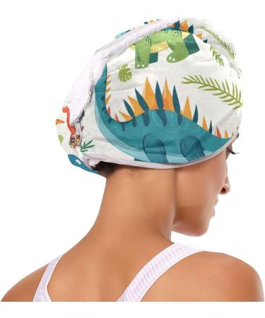 Cartoon Colorful Dinosaurs Hair Towel 2 Pack - Super Absorbent Quick Dry Hair Turbans for Women & Girls - Buy Online on GoSupps.com