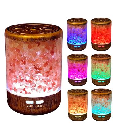 Beautiful Essential Oil Diffuser Bronze Himalayan Salt Lamp, Cool Mist Aroma Humidifier and 7 Color Changing LED Night Light (3-in-1) - 150ML, Ultrasonic Quiet & Waterless Auto Shut-Off Bronze-himalayan Salt Diffuser