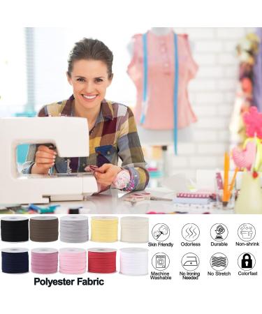 Double Fold Bias Tape 1/4 inch - 10 Colors, 180 Yards - Sewing Binding Tape for Crafts, Seaming, Piping, Quilting - Buy Online on GoSupps.com