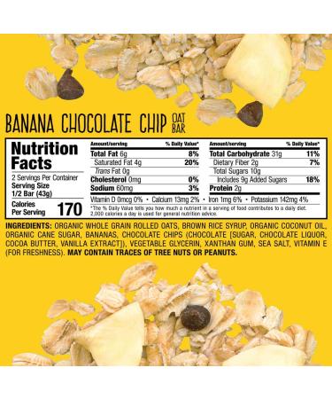Gluten-Free Oat Bars - Bobo's Banana Chocolate Chip, Vegan, 12 Pack | Whole Grain Snack Made in USA - Buy Online on GoSupps.com