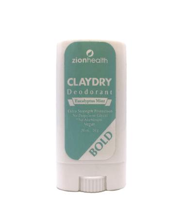 Clay Dry Bold Mini Mint Deodorant Zion Health .7 oz Stick