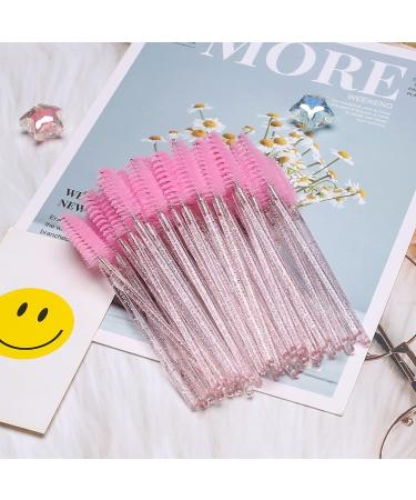 50 PCS Disposable Eyelash Brushes Mascara Wands - Crystal Pink | Makeup Applicator Tool Kit - Buy Online on GoSupps.com