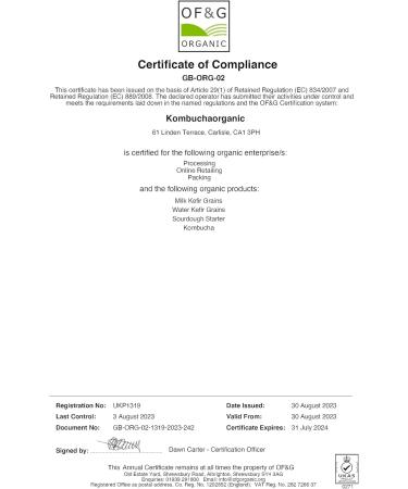 Buy 10g Kombuchaorganic Kefir Grains - Certified Live Bacteria for Organic Cow s Milk Fermentation - Buy Online on GoSupps.com
