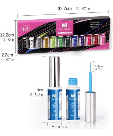 Nail Art Polish Kit Gel Nail Art Lacquer Gel Art Lacquer 12 Colors Gel Nail Polish Soak Cure 8ml Thin Nail Art Brush - Buy Online on GoSupps.com