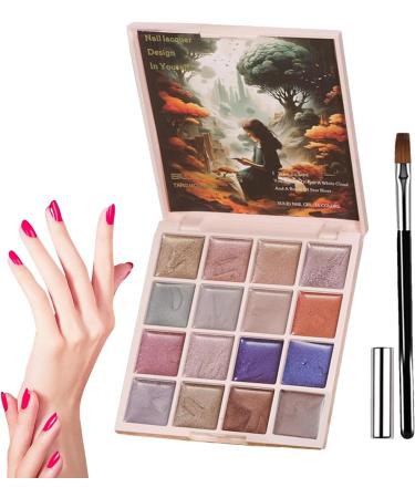 Solid Gel Nail Polish Palette 16 Solid Magnetic Gel for Manicures Glittery Magnetic Manicure Treatment for Girls Summer & Valentine's Day - Buy Online on GoSupps.com